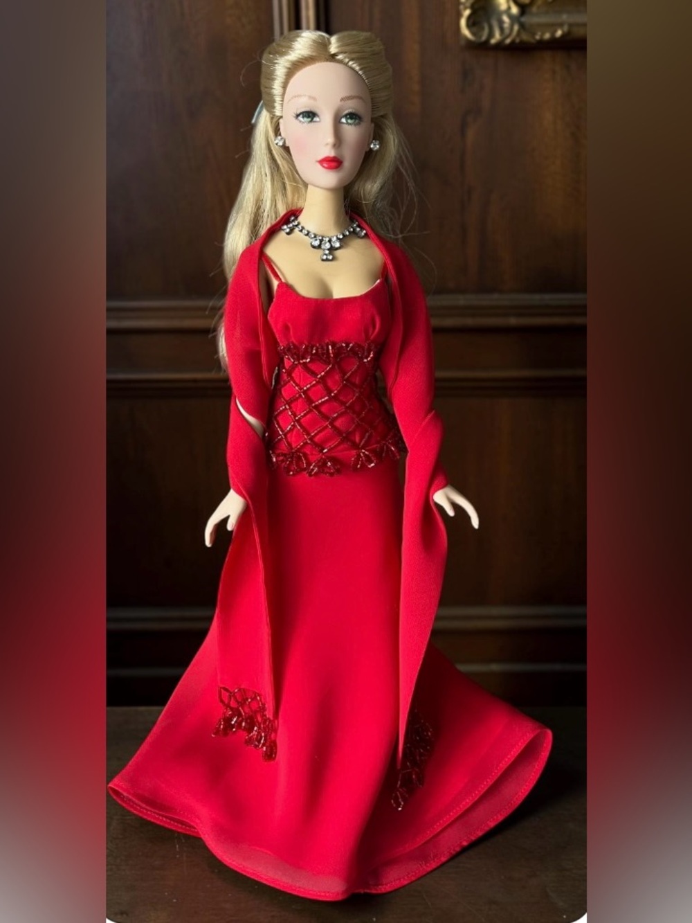 Madame Alexander "Crimson Christmas" Doll in Red Evening Gown with Shawl - Picture 2 of 15